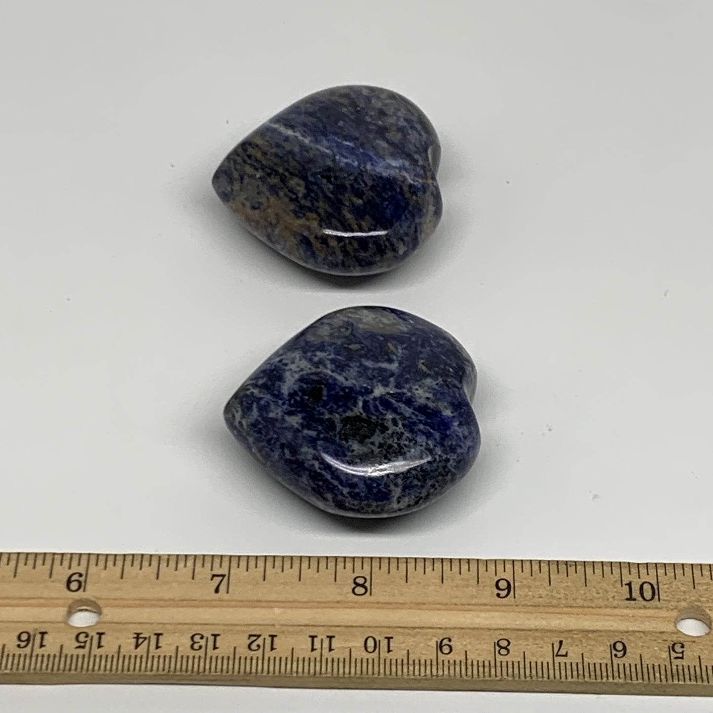 139.9g, 1.9"-1.9", 2pcs, Natural Sodalite Heart Polished Gemstone, B34874