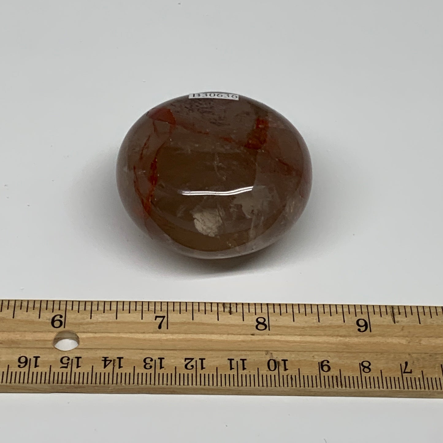 133.8g,2"x2"x1.2", Red Hematoid Fire Quartz Palm-Stone Crystal Polished, B30636