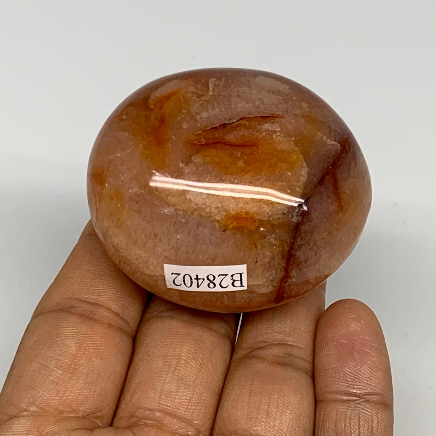 124g, 2.1"x1.9"x1.3", Red Carnelian Palm-Stone Gem Crystal Polished, B28402