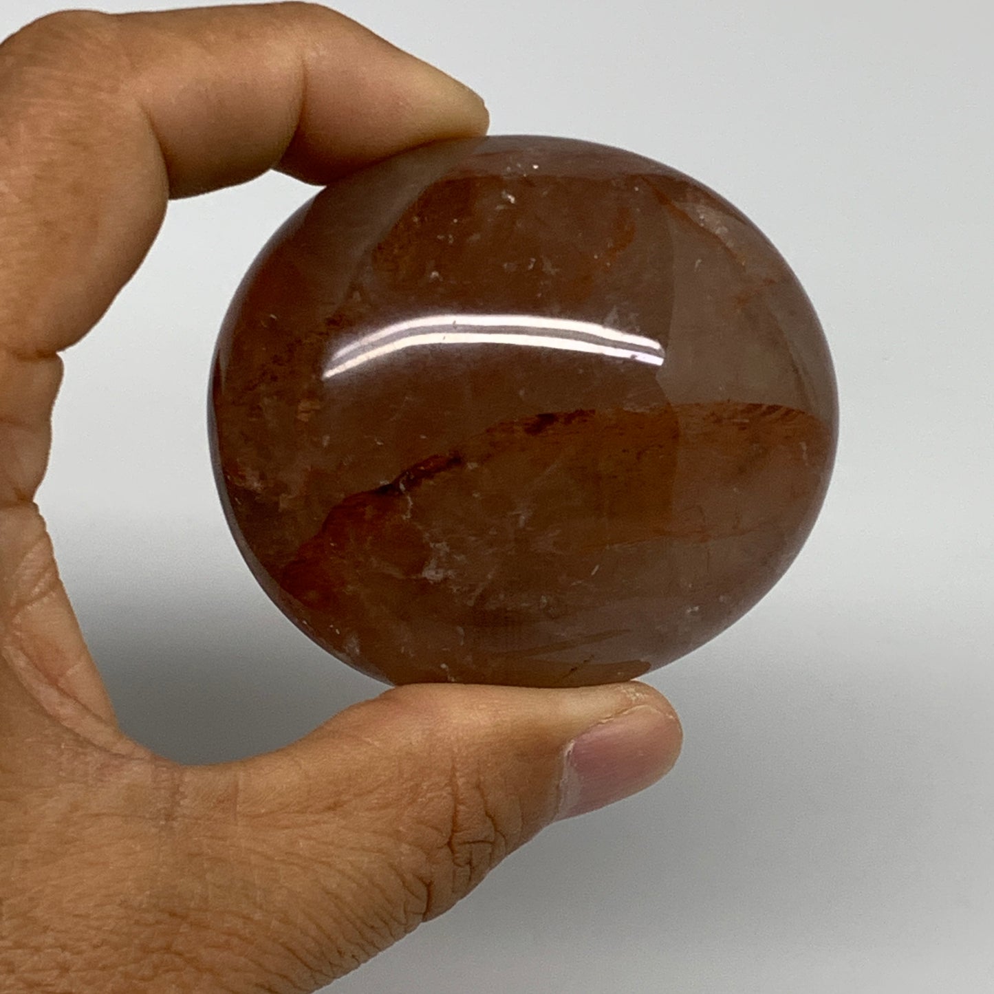 166.5g,2.3"x2.1"x1.5", Red Hematoid Fire Quartz Palm-Stone Crystal Polished, B30