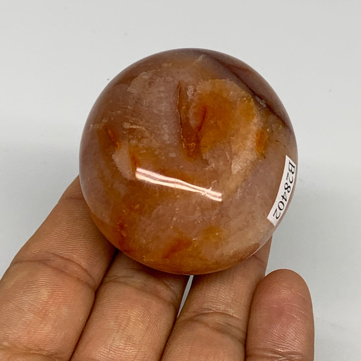 124g, 2.1"x1.9"x1.3", Red Carnelian Palm-Stone Gem Crystal Polished, B28402