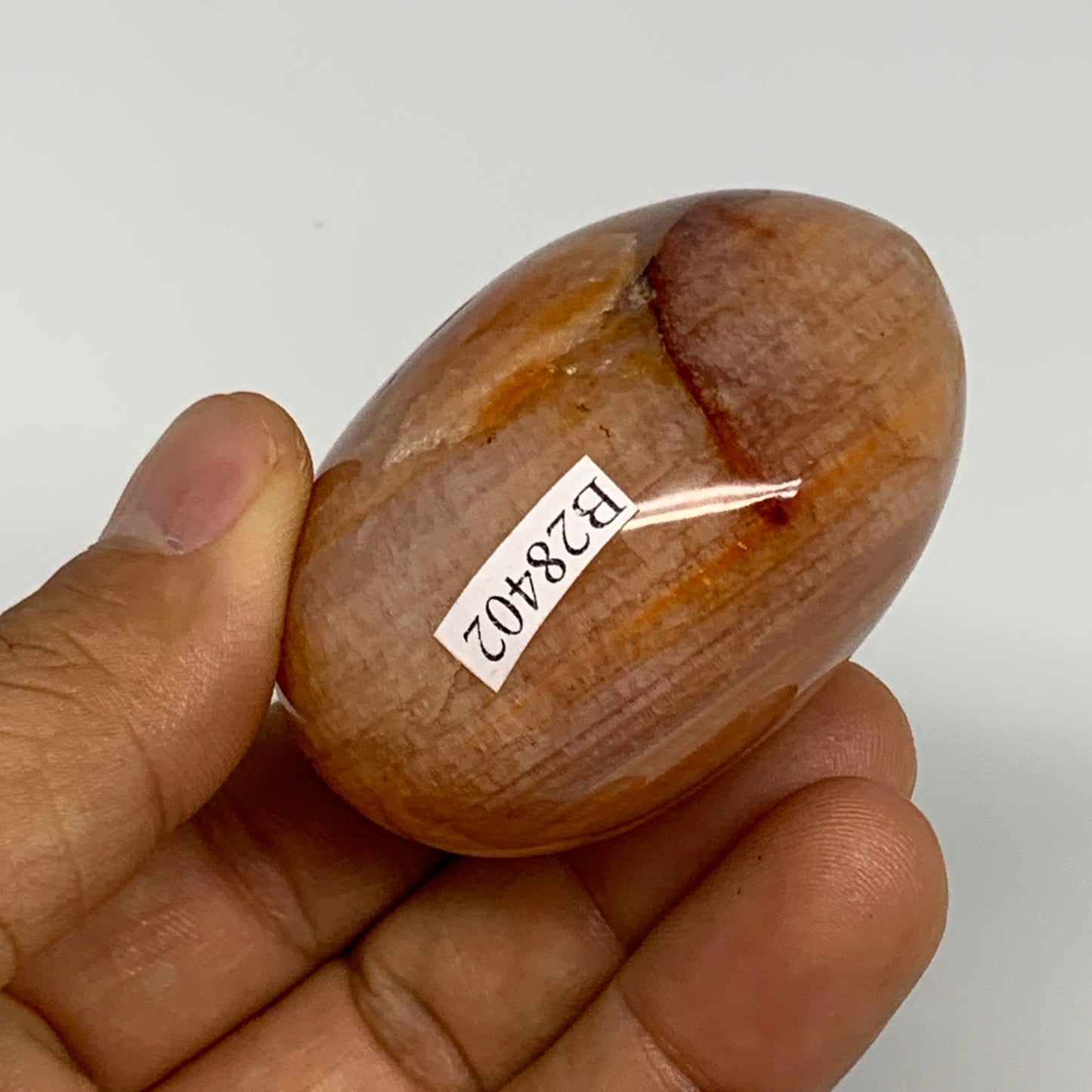 124g, 2.1"x1.9"x1.3", Red Carnelian Palm-Stone Gem Crystal Polished, B28402