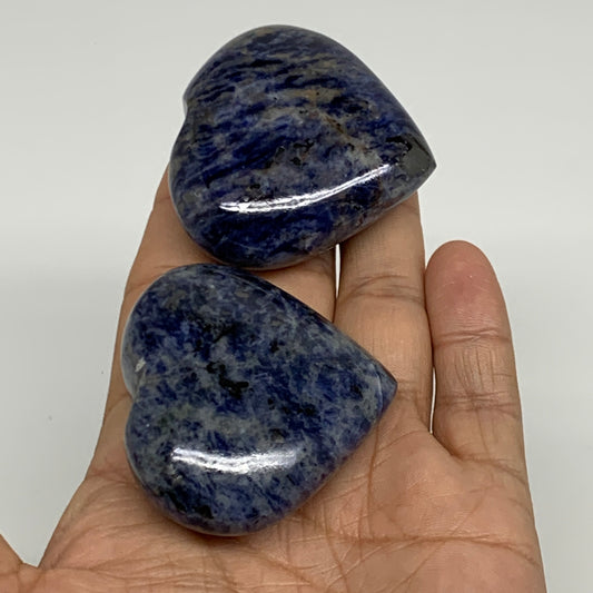 135.3g, 1.8"-1.9", 2pcs, Natural Sodalite Heart Polished Gemstone, B34875