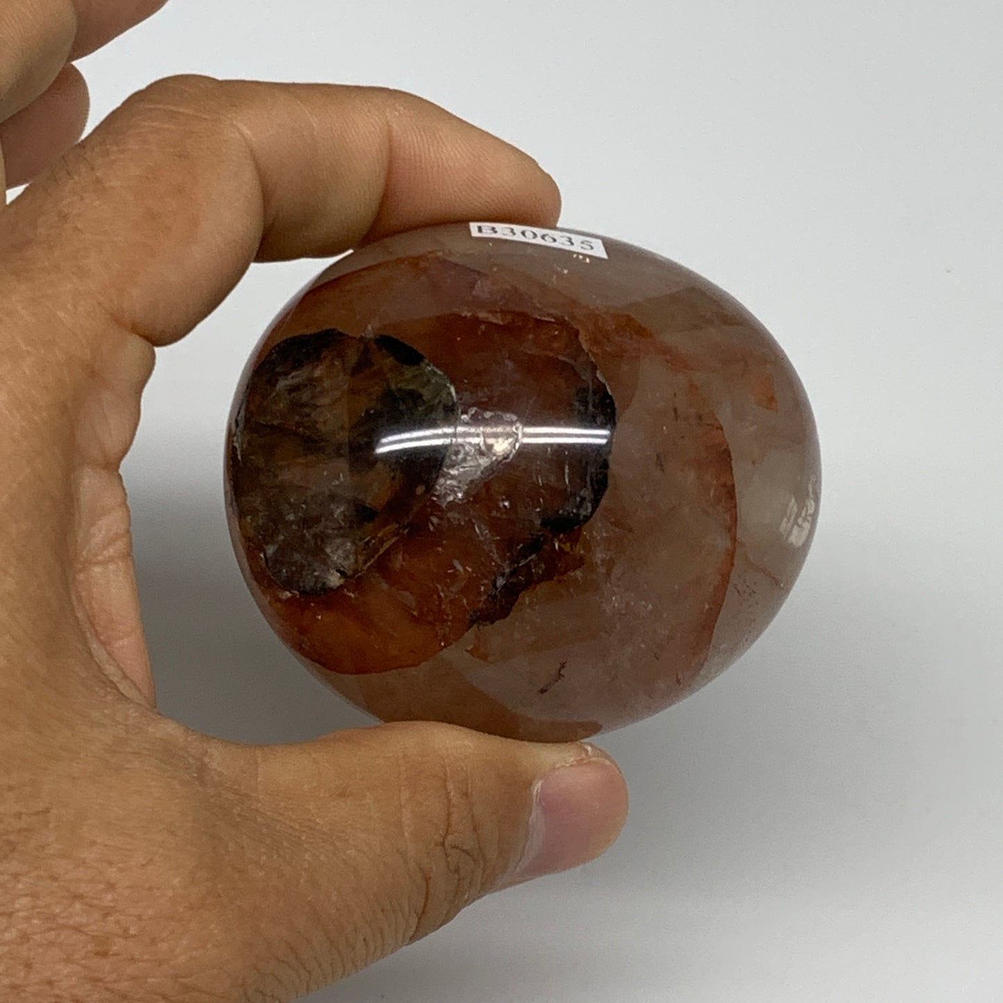 166.5g,2.3"x2.1"x1.5", Red Hematoid Fire Quartz Palm-Stone Crystal Polished, B30