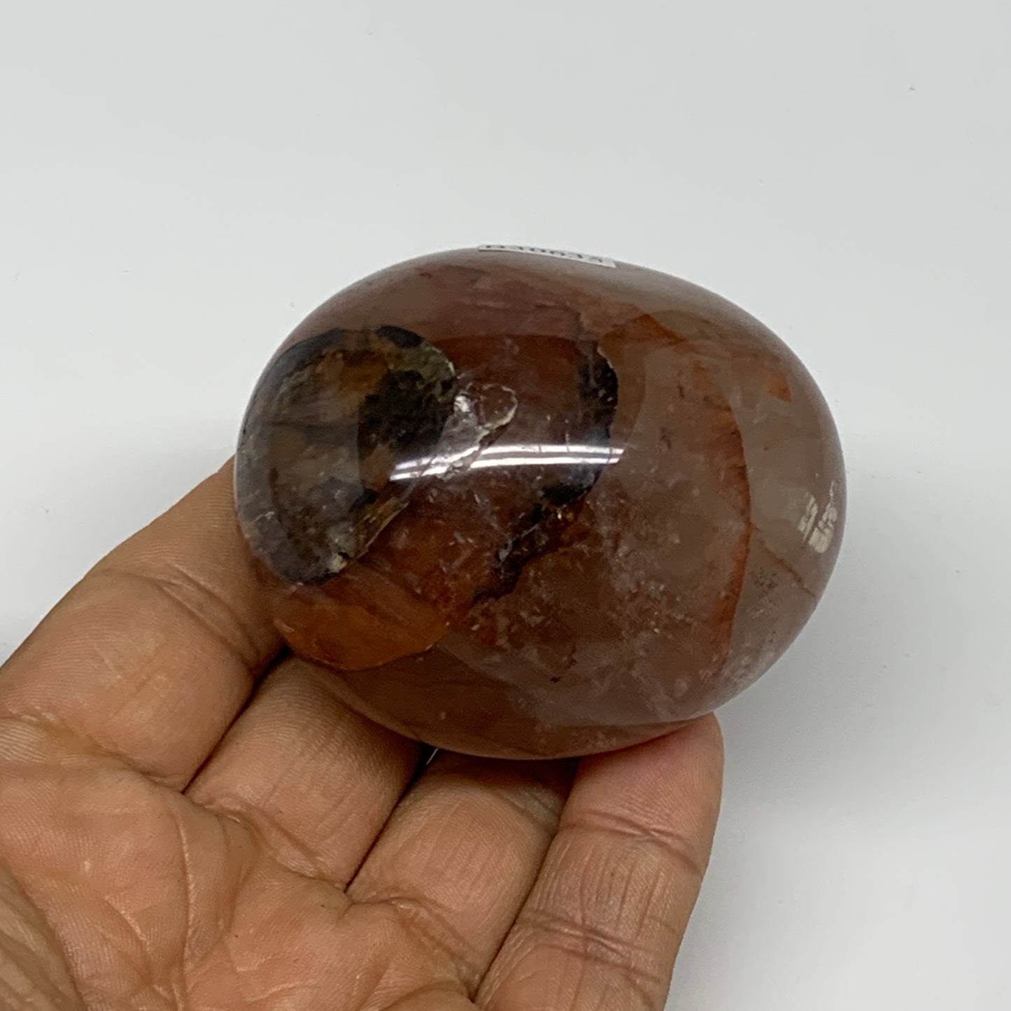 166.5g,2.3"x2.1"x1.5", Red Hematoid Fire Quartz Palm-Stone Crystal Polished, B30
