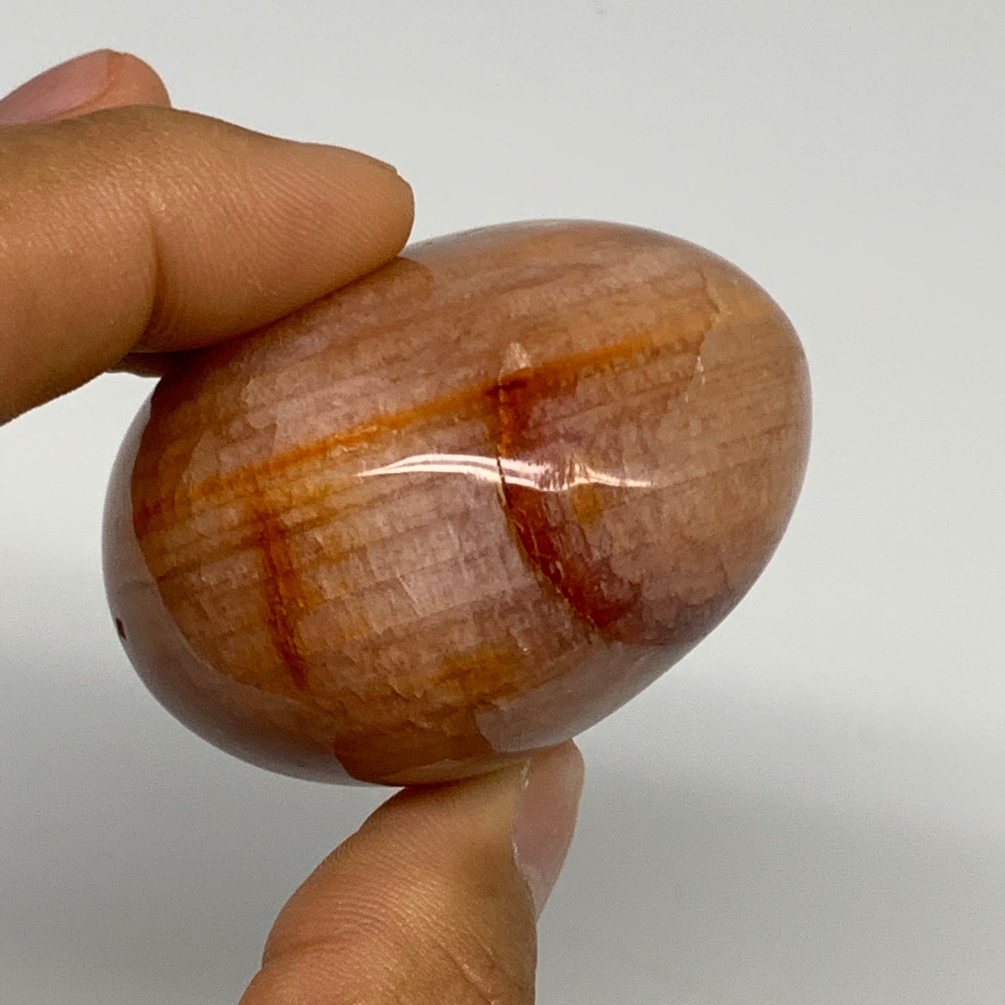 124g, 2.1"x1.9"x1.3", Red Carnelian Palm-Stone Gem Crystal Polished, B28402