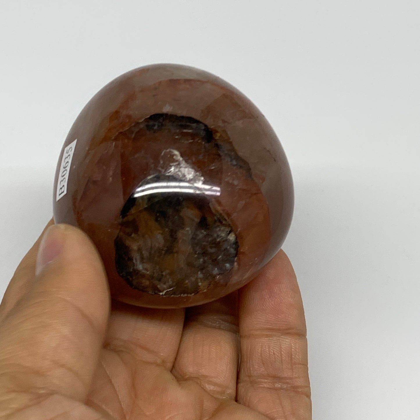 166.5g,2.3"x2.1"x1.5", Red Hematoid Fire Quartz Palm-Stone Crystal Polished, B30