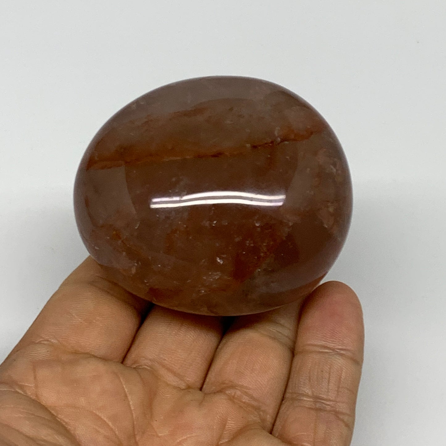 166.5g,2.3"x2.1"x1.5", Red Hematoid Fire Quartz Palm-Stone Crystal Polished, B30