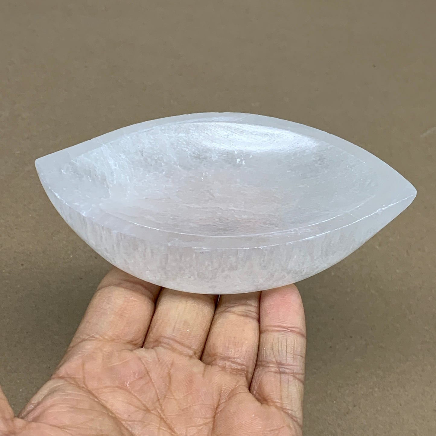 236g, 4.7"x2.7"x1.1", Natural Eye Shape Selenite Bowl Crystals, B36177