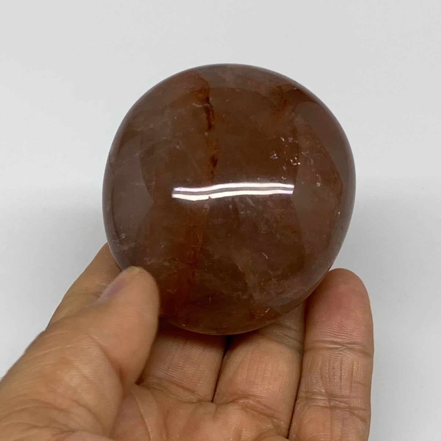 166.5g,2.3"x2.1"x1.5", Red Hematoid Fire Quartz Palm-Stone Crystal Polished, B30