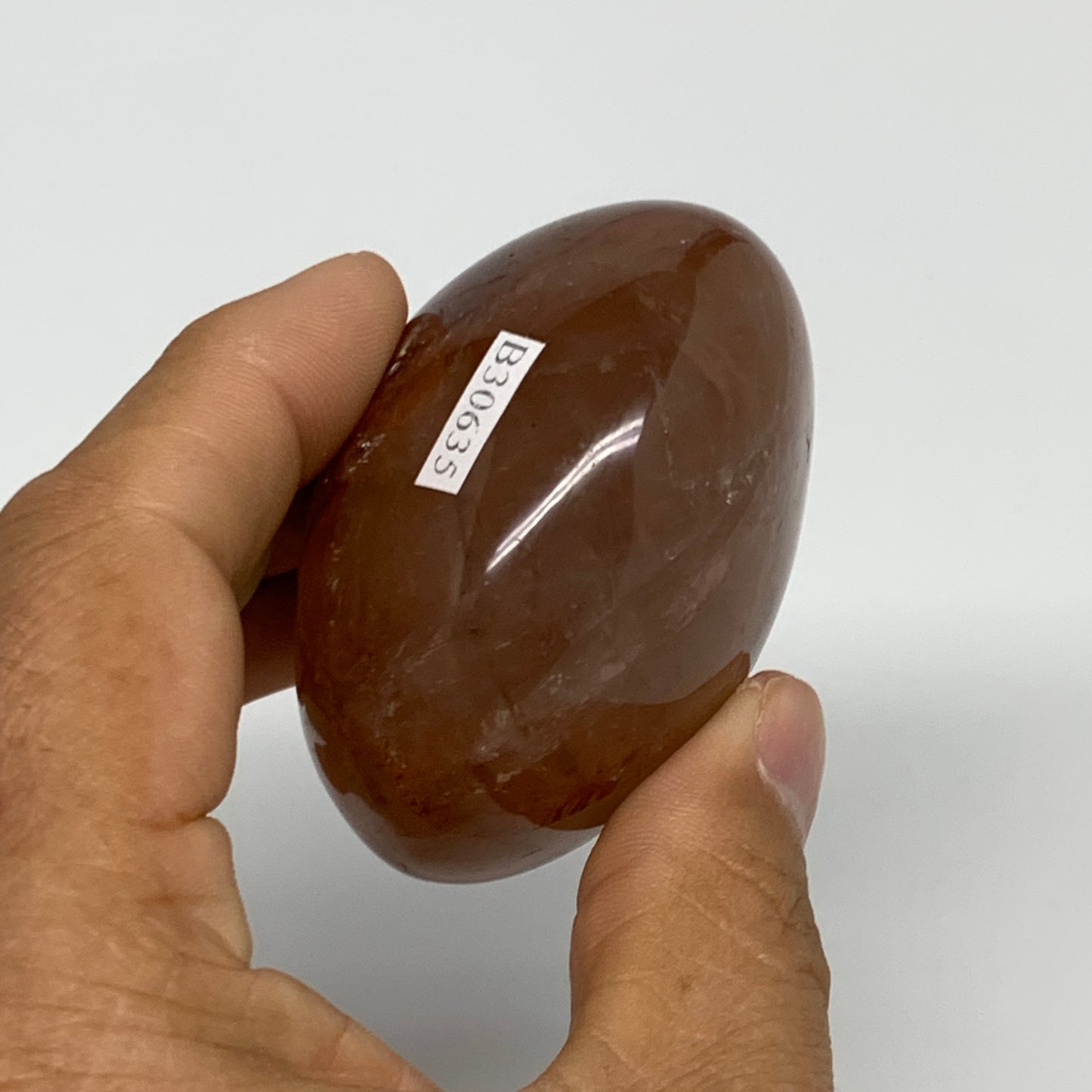 166.5g,2.3"x2.1"x1.5", Red Hematoid Fire Quartz Palm-Stone Crystal Polished, B30