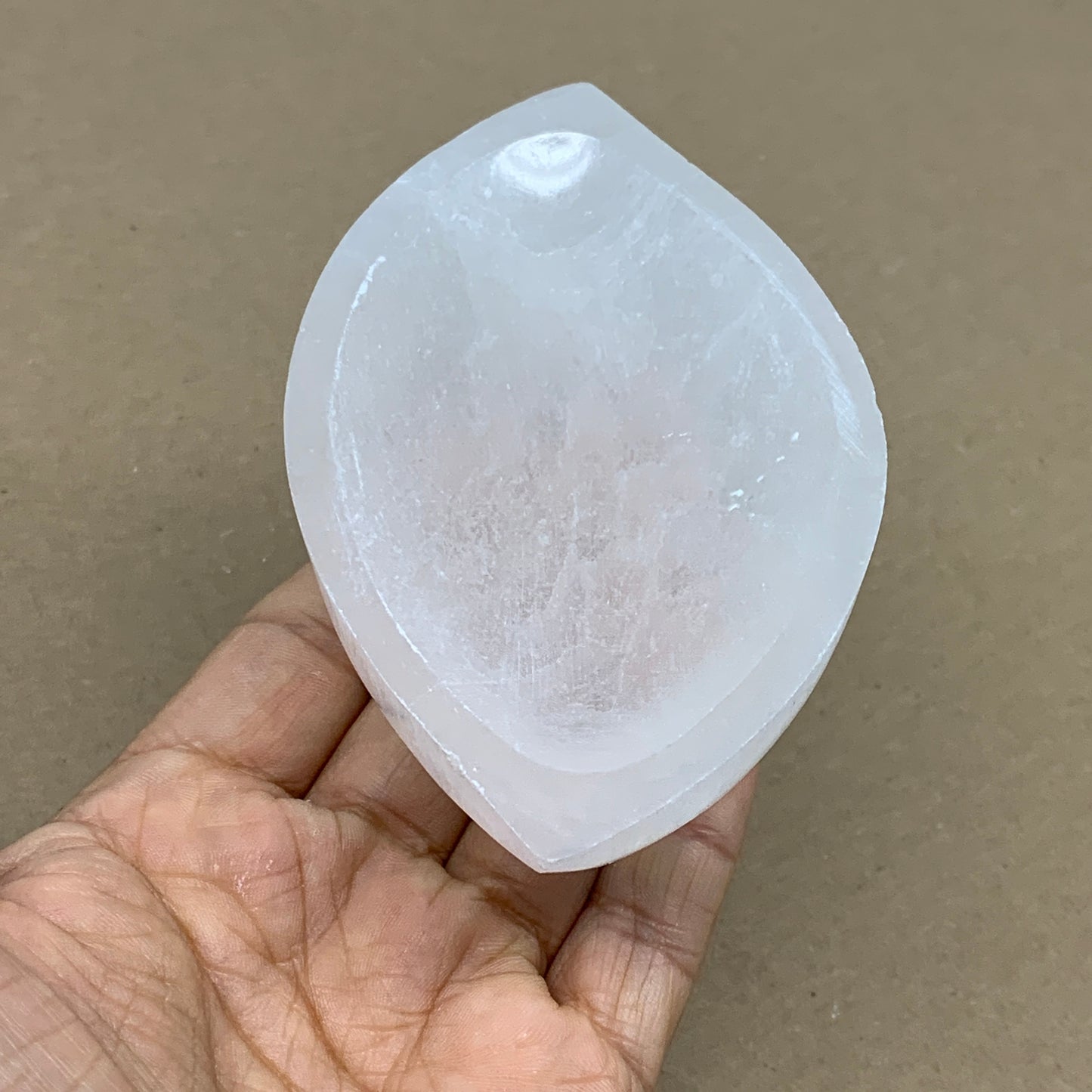 236g, 4.7"x2.7"x1.1", Natural Eye Shape Selenite Bowl Crystals, B36177