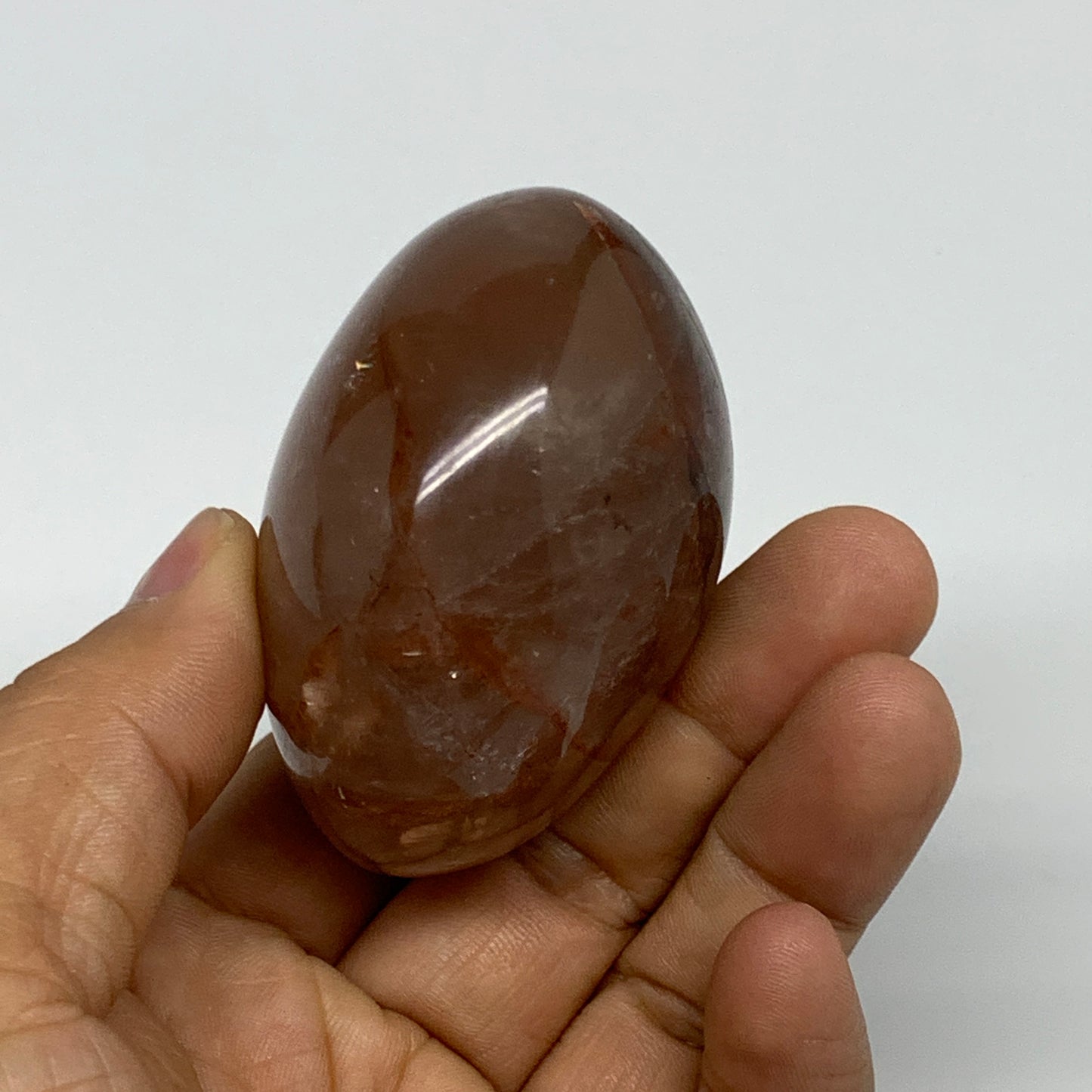 166.5g,2.3"x2.1"x1.5", Red Hematoid Fire Quartz Palm-Stone Crystal Polished, B30