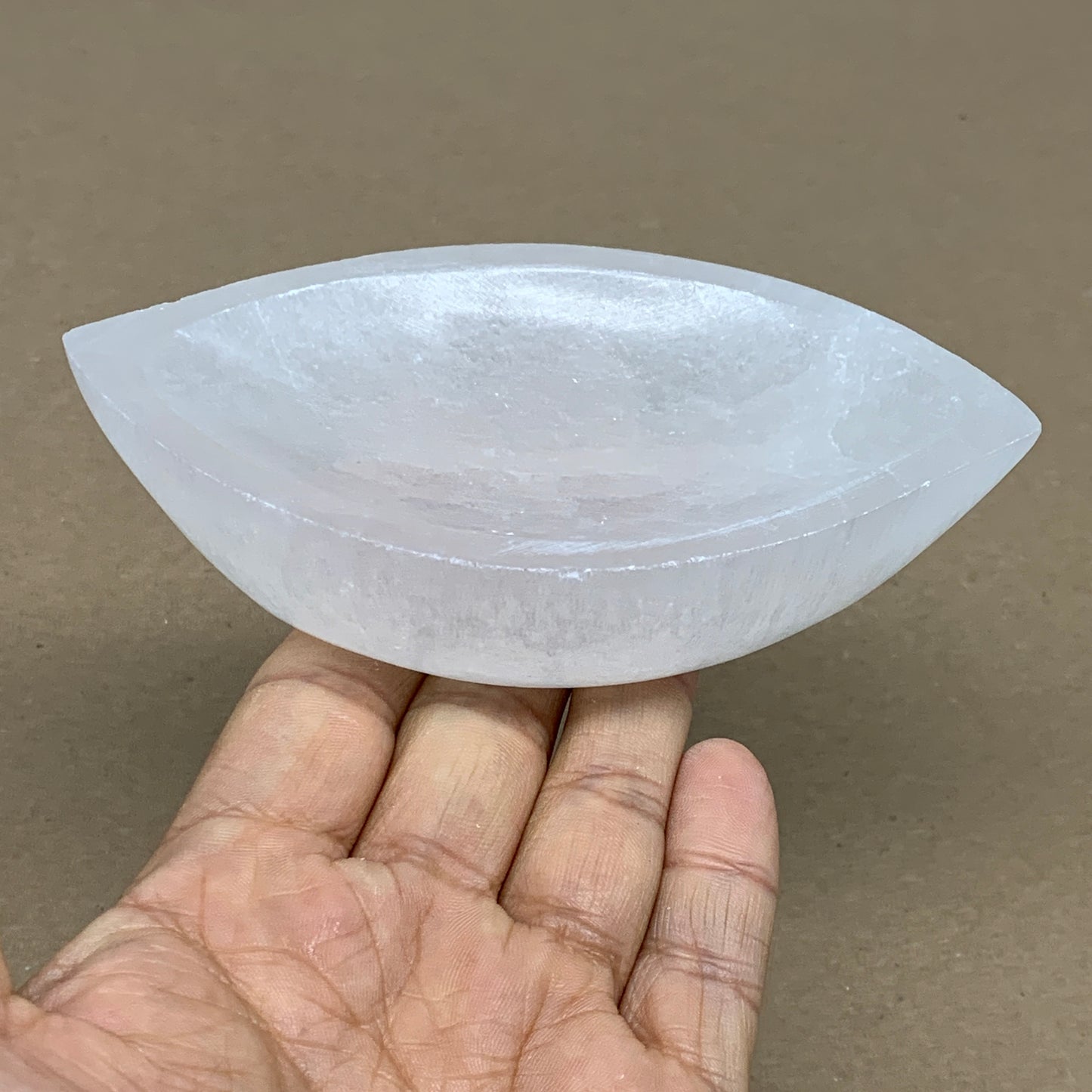 236g, 4.7"x2.7"x1.1", Natural Eye Shape Selenite Bowl Crystals, B36177