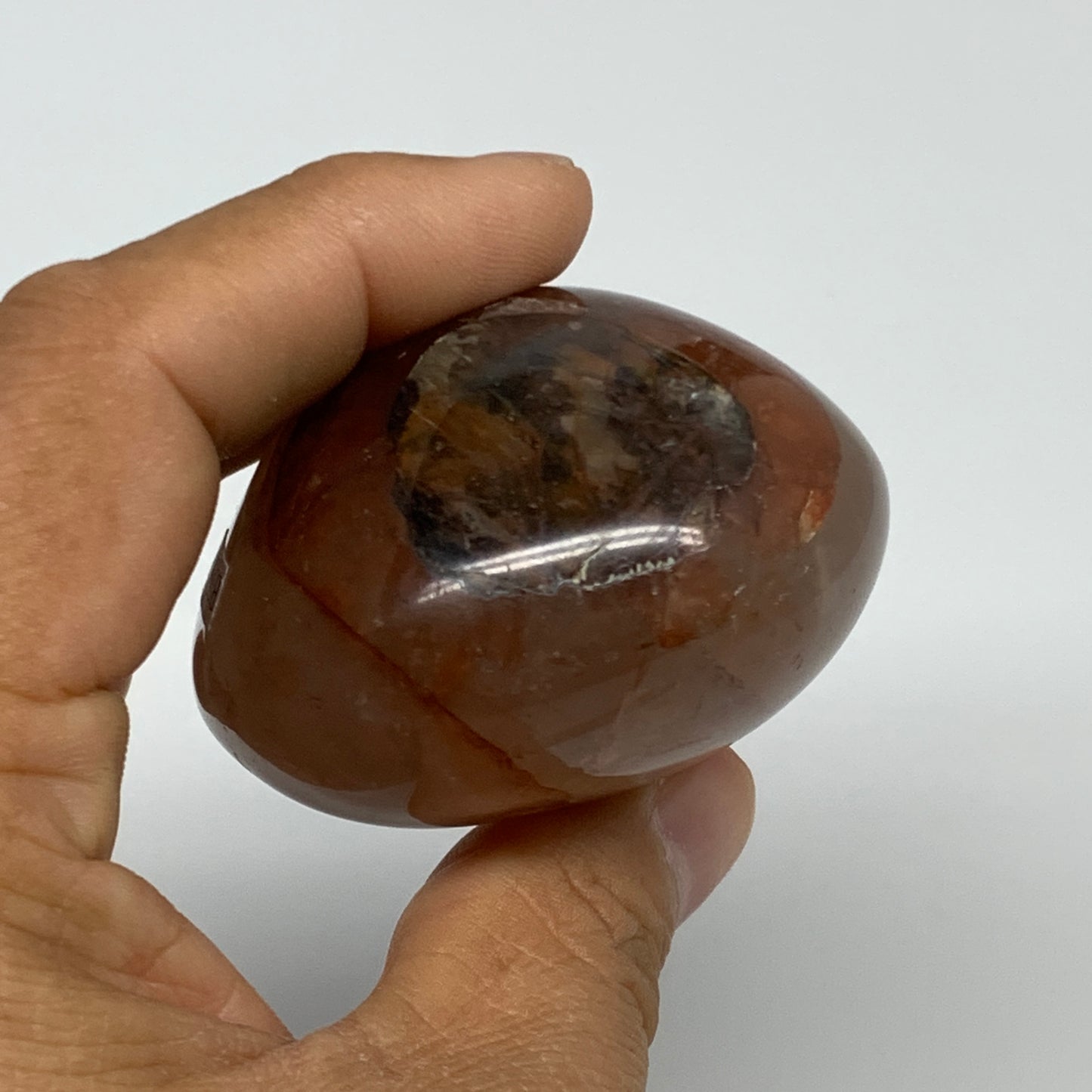 166.5g,2.3"x2.1"x1.5", Red Hematoid Fire Quartz Palm-Stone Crystal Polished, B30