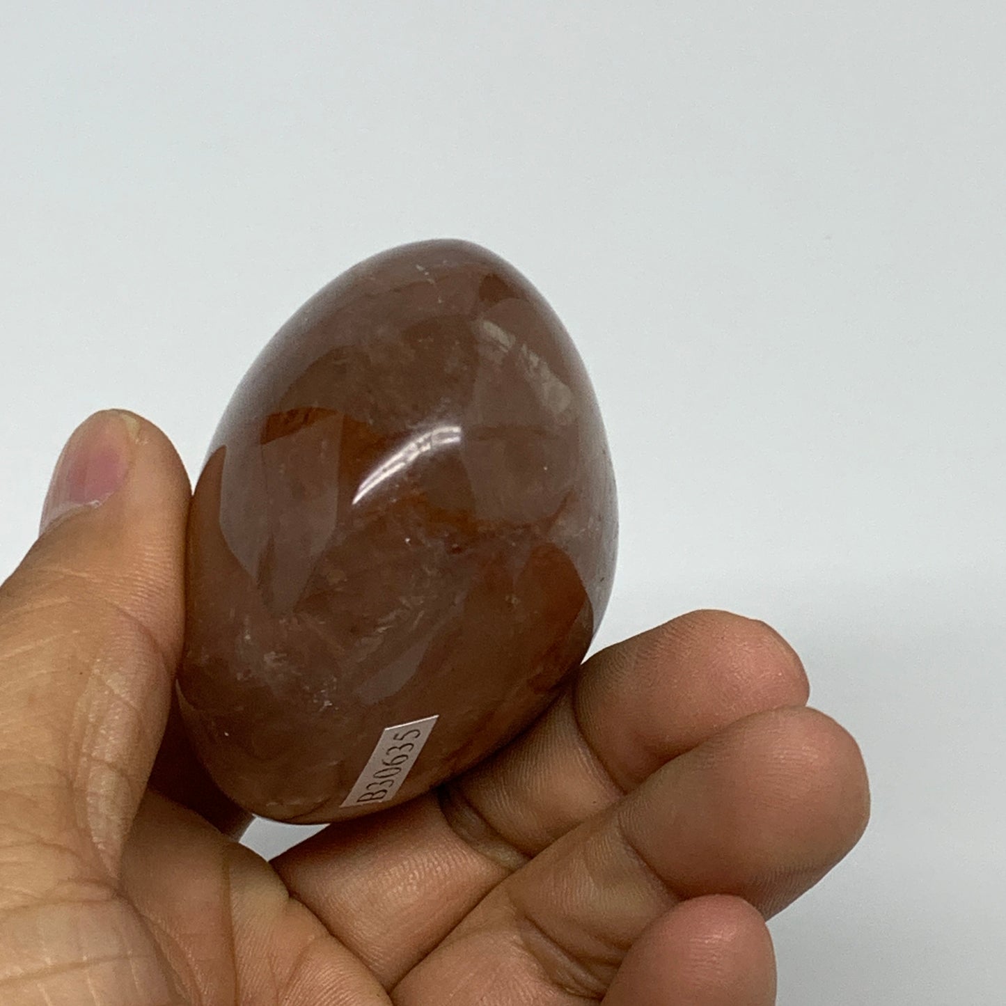 166.5g,2.3"x2.1"x1.5", Red Hematoid Fire Quartz Palm-Stone Crystal Polished, B30