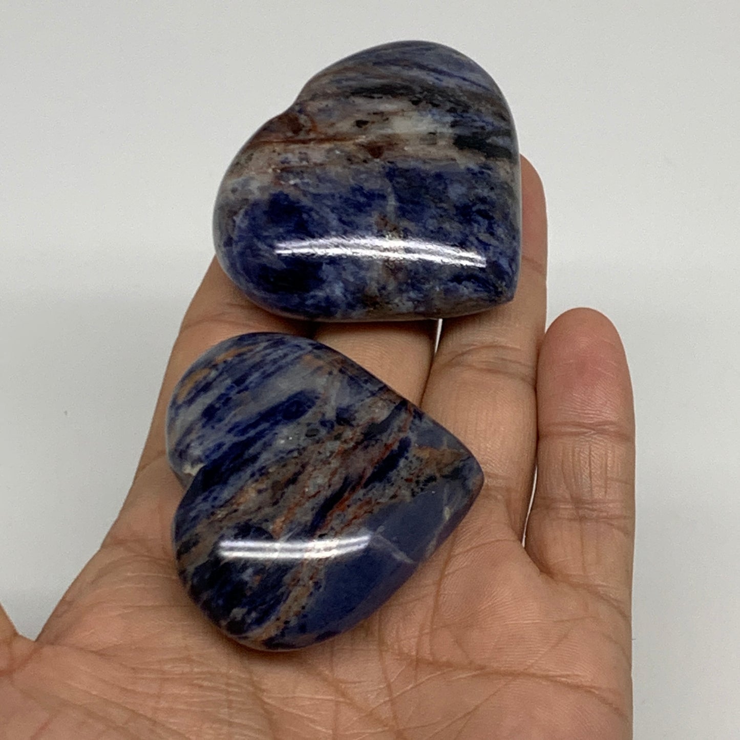 123.1g, 1.8"-1.8", 2pcs, Natural Sodalite Heart Polished Gemstone, B34876