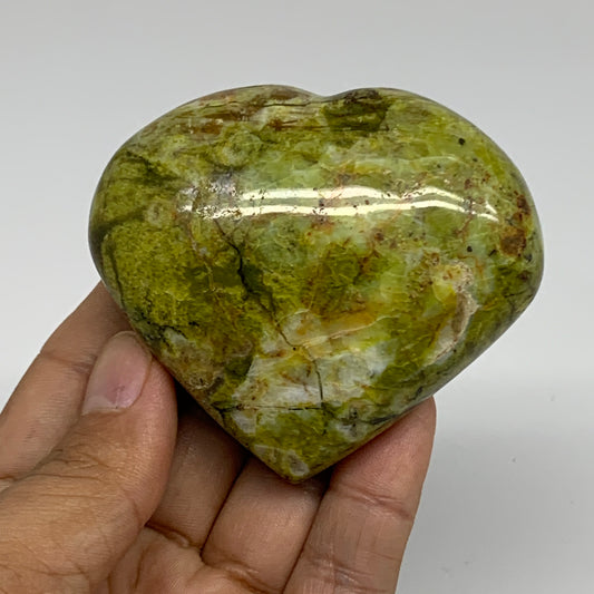 145.7g, 2.4"x2.8"x1.1", Green Opal Heart Polished Gemstone Crystal, B35615