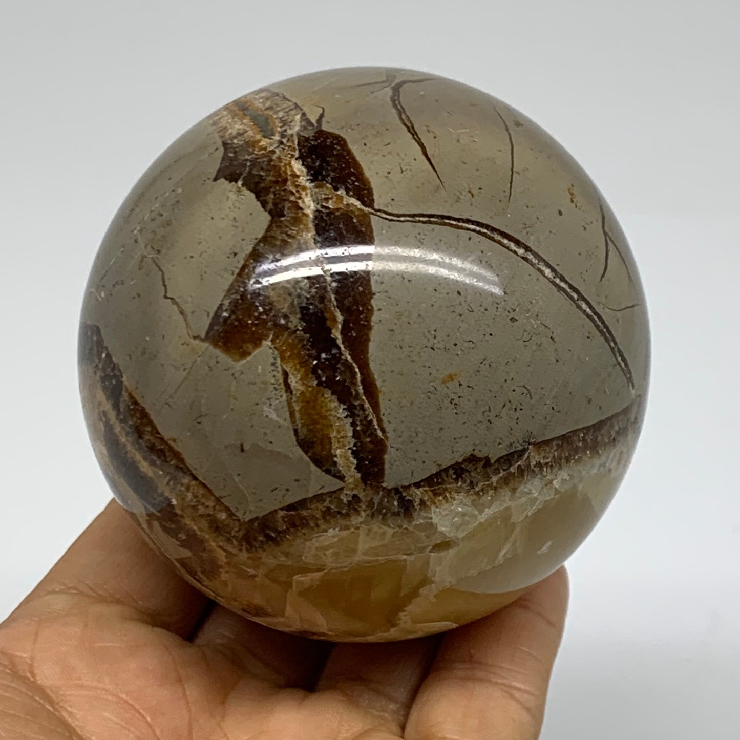 1.28 lbs, 3" (74mm), Natural Septarian Sphere Crystal Gemstone Ball, B37918