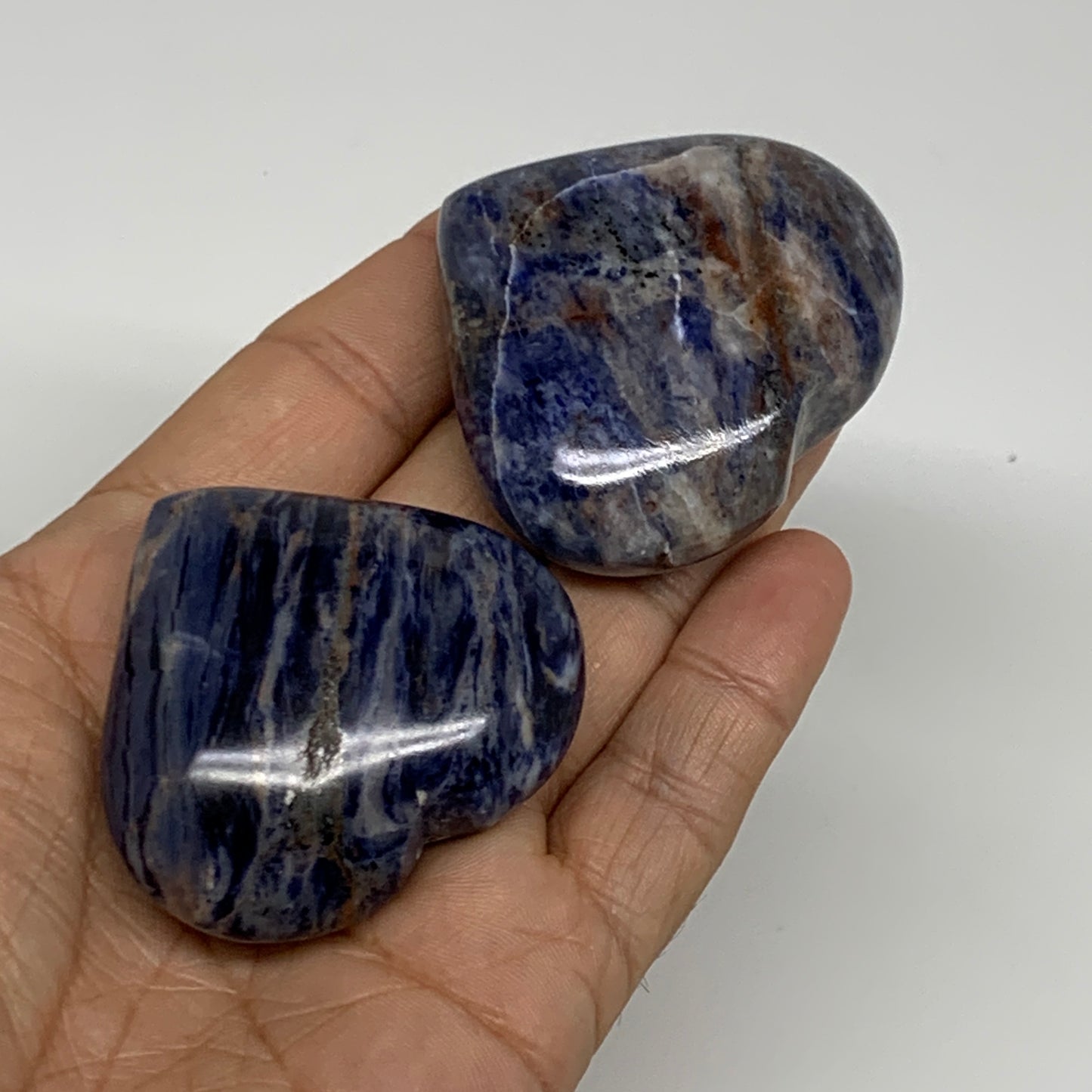 123.1g, 1.8"-1.8", 2pcs, Natural Sodalite Heart Polished Gemstone, B34876
