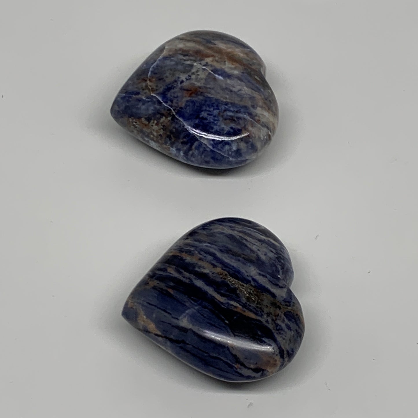 123.1g, 1.8"-1.8", 2pcs, Natural Sodalite Heart Polished Gemstone, B34876