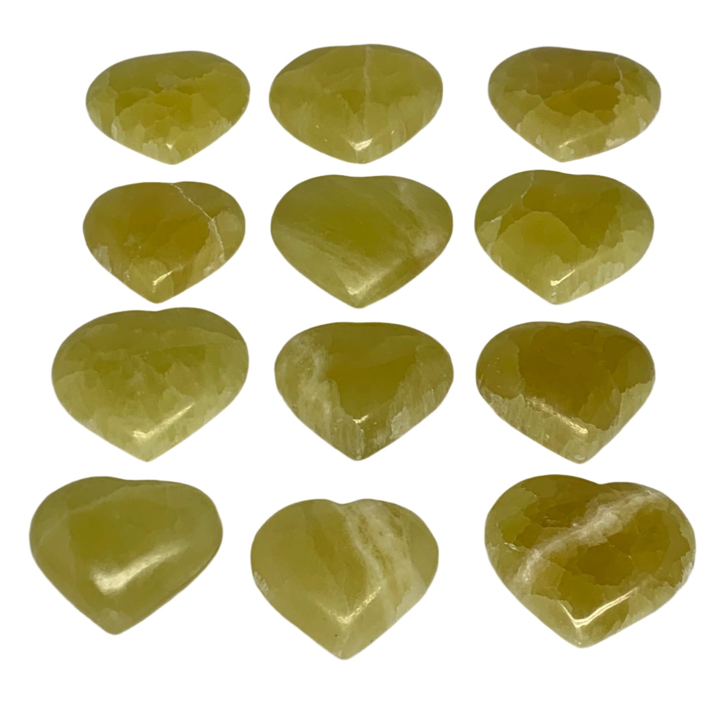 1015g (2.2 lbs) ,12 pcs, 1.7"- 2", Lemon Calcite Hearts @Afghanistan, B26837