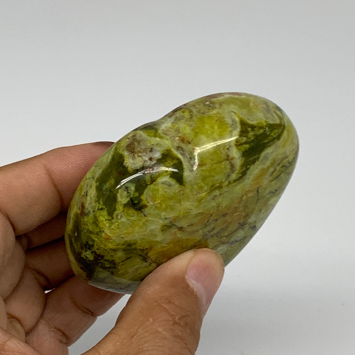 145.7g, 2.4"x2.8"x1.1", Green Opal Heart Polished Gemstone Crystal, B35615