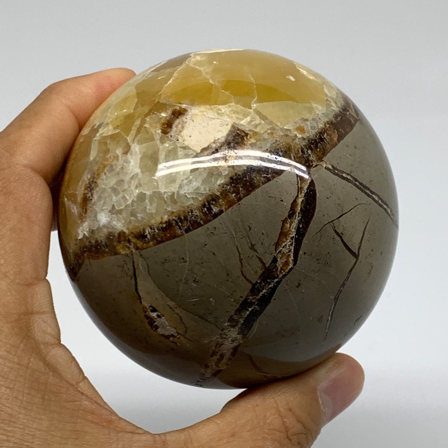 1.28 lbs, 3" (74mm), Natural Septarian Sphere Crystal Gemstone Ball, B37918