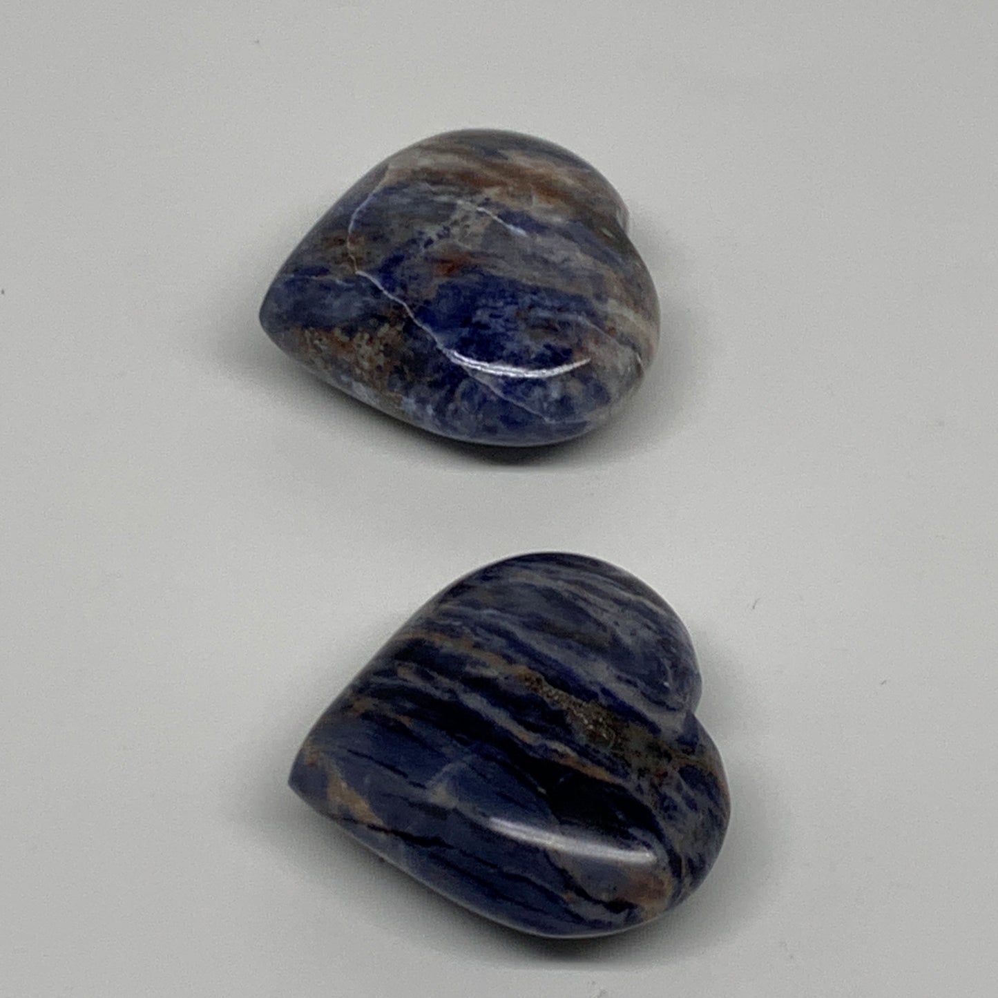 123.1g, 1.8"-1.8", 2pcs, Natural Sodalite Heart Polished Gemstone, B34876