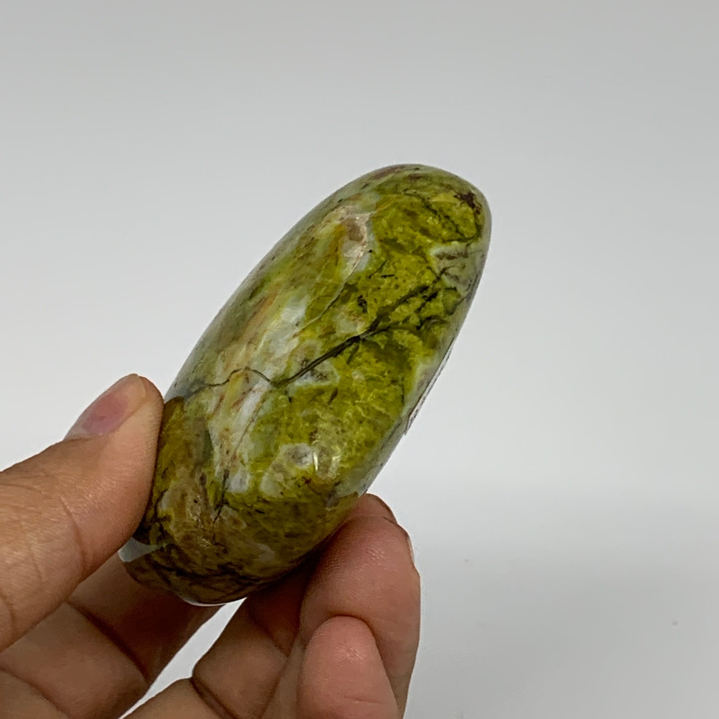 145.7g, 2.4"x2.8"x1.1", Green Opal Heart Polished Gemstone Crystal, B35615