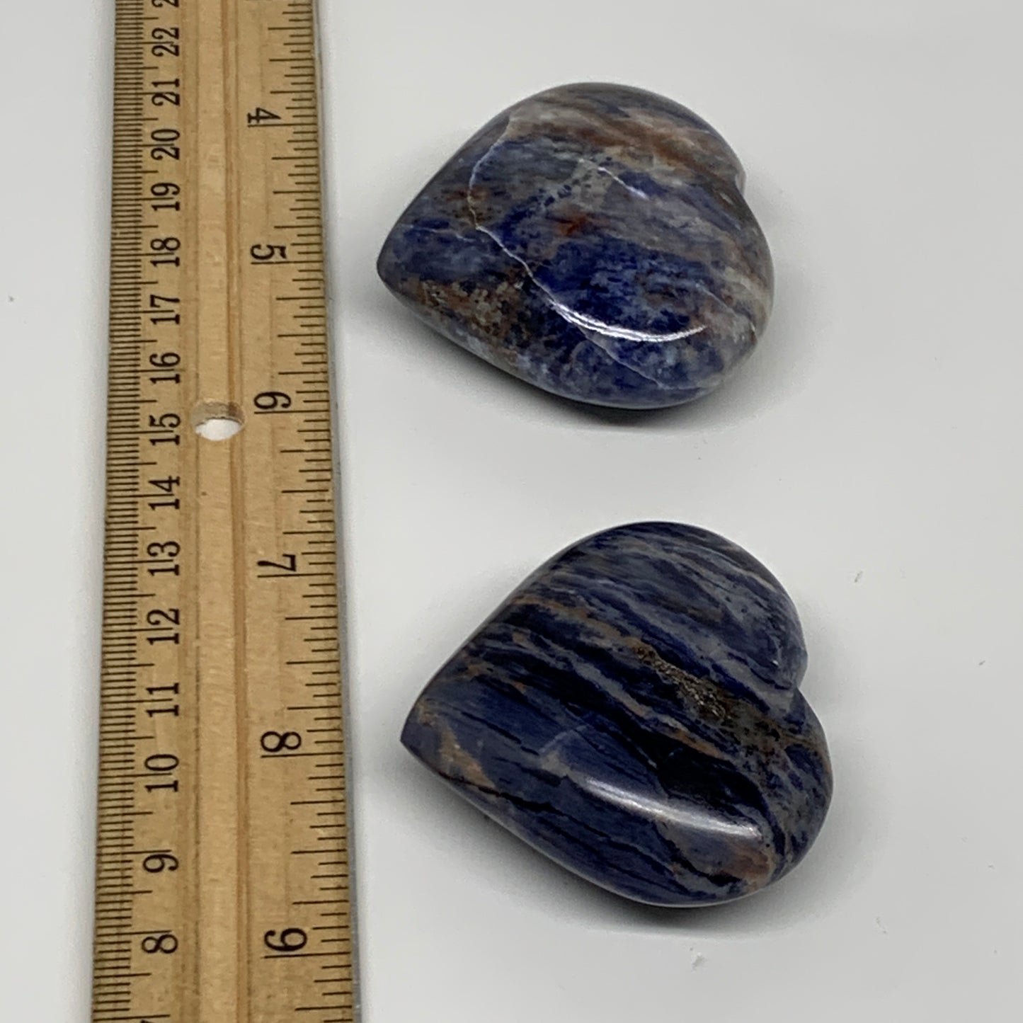 123.1g, 1.8"-1.8", 2pcs, Natural Sodalite Heart Polished Gemstone, B34876