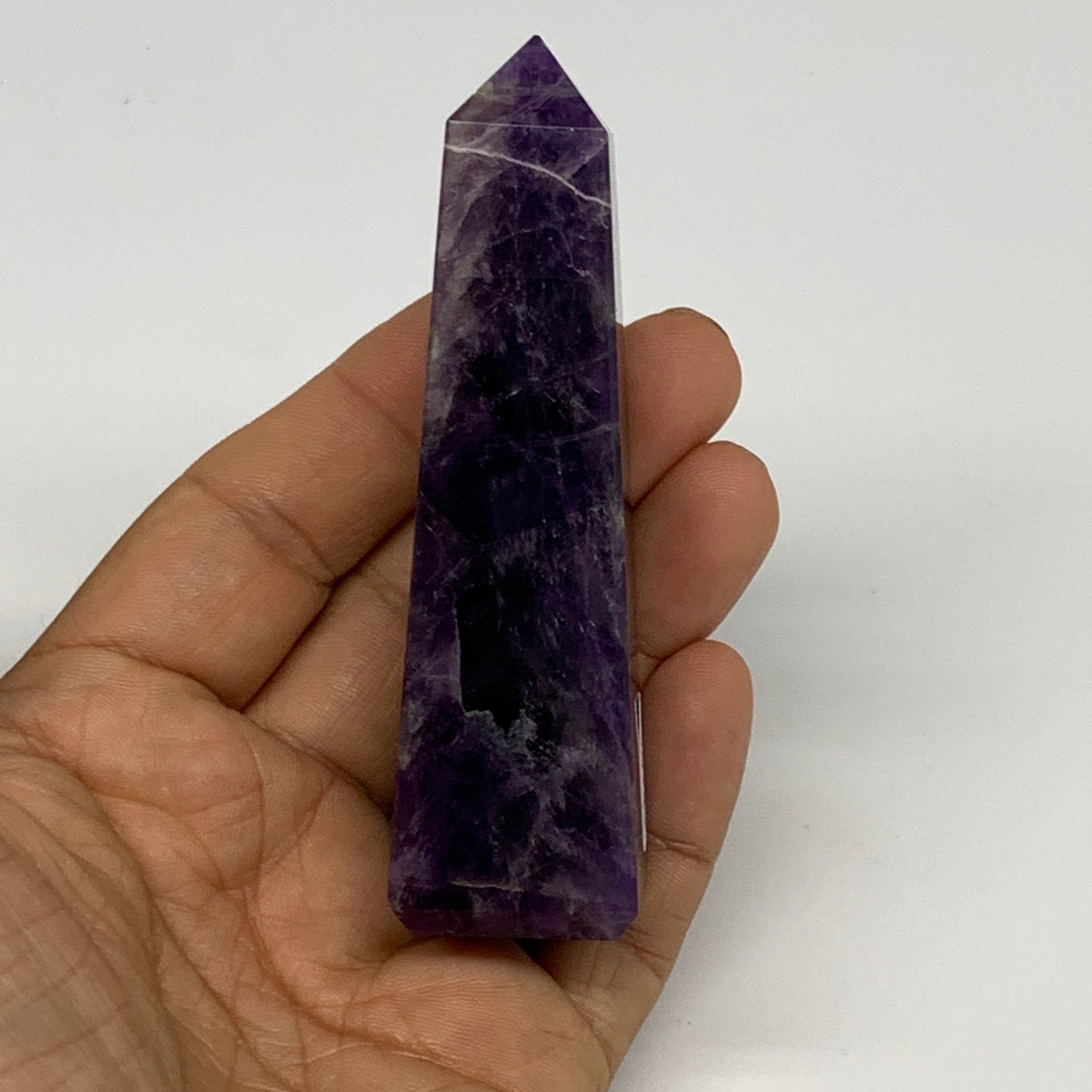 97.2g, 3.6"x1"x1" Natural Amethyst Tower Point Obelisk @Brazil, B29144