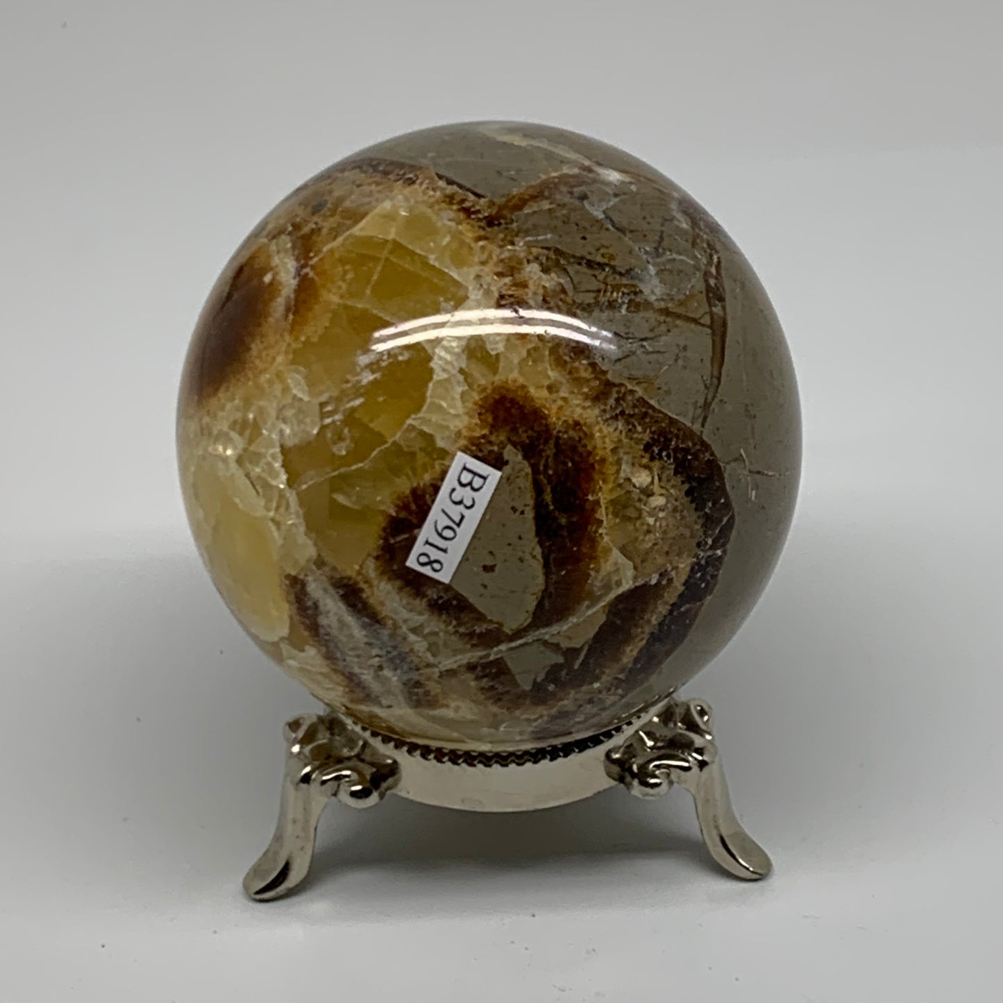 1.28 lbs, 3" (74mm), Natural Septarian Sphere Crystal Gemstone Ball, B37918