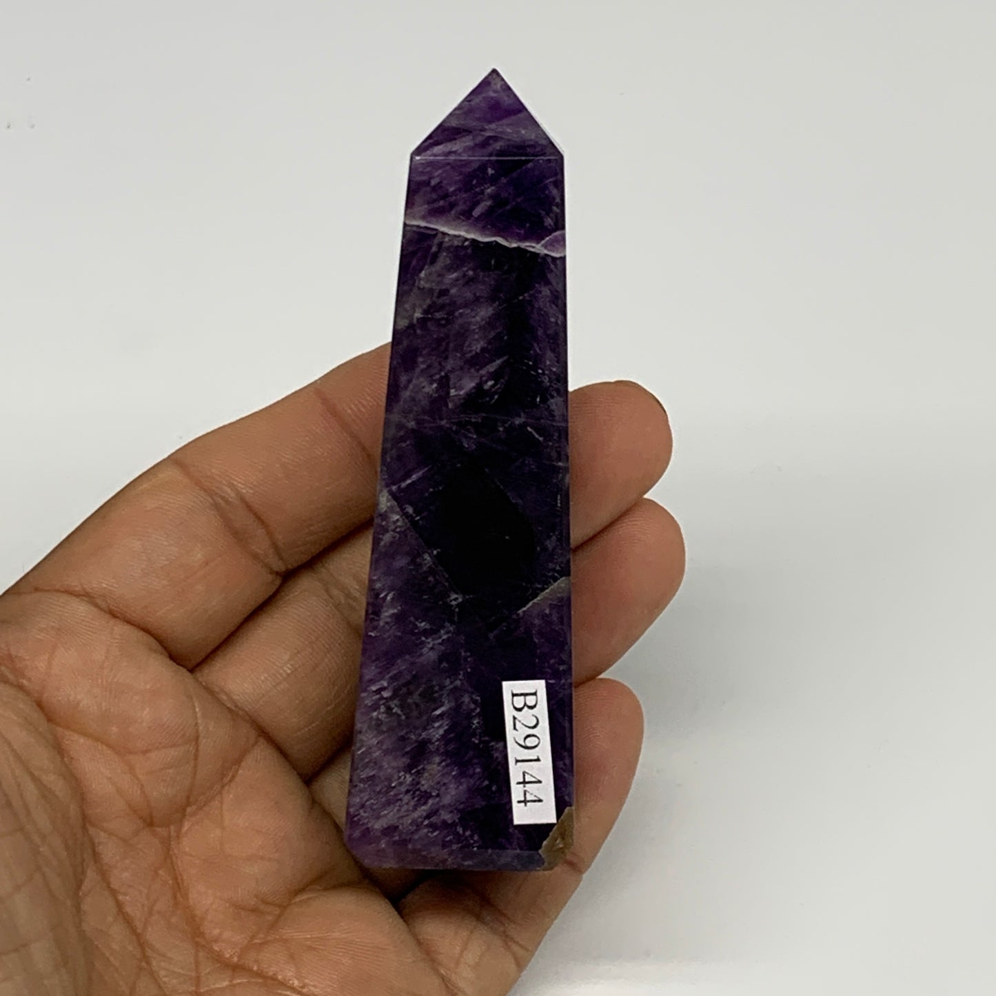 97.2g, 3.6"x1"x1" Natural Amethyst Tower Point Obelisk @Brazil, B29144