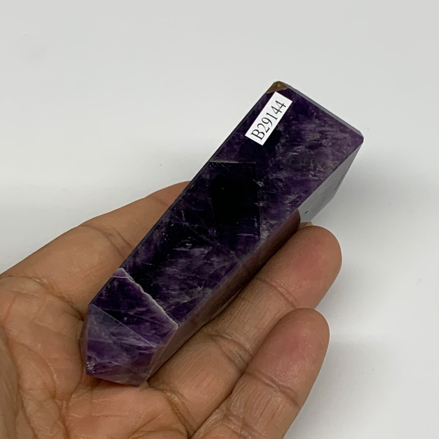 97.2g, 3.6"x1"x1" Natural Amethyst Tower Point Obelisk @Brazil, B29144
