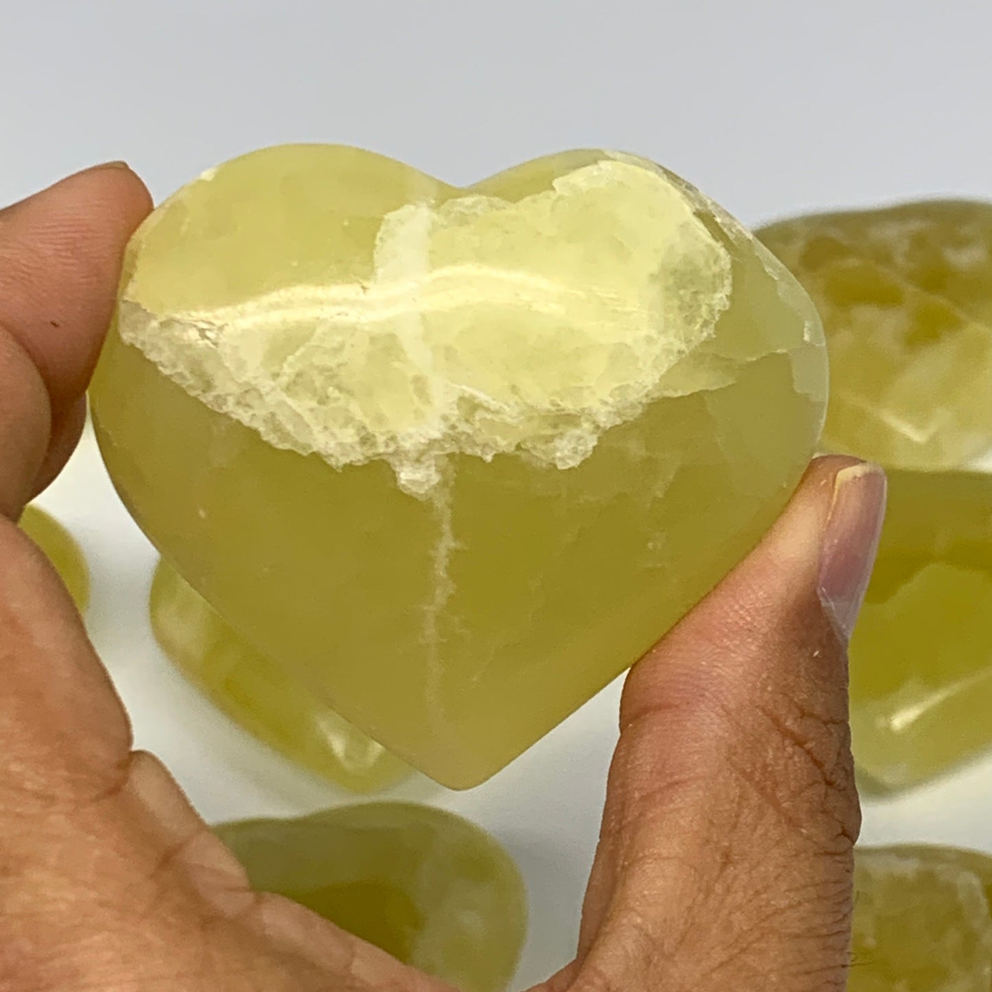 1015g (2.2 lbs) ,12 pcs, 1.7"- 2", Lemon Calcite Hearts @Afghanistan, B26837