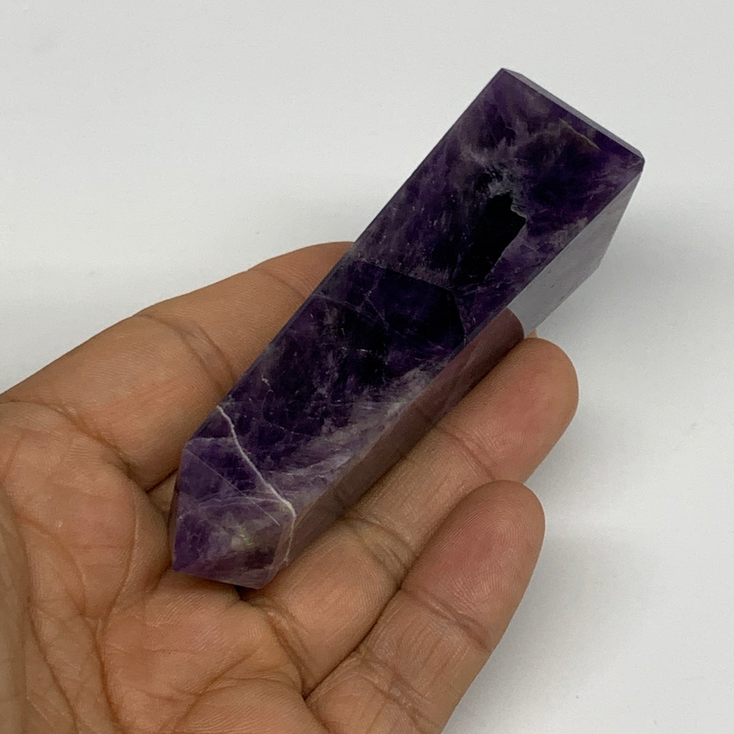 97.2g, 3.6"x1"x1" Natural Amethyst Tower Point Obelisk @Brazil, B29144