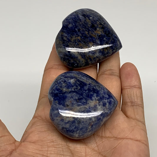 124.4g, 1.8"-1.8", 2pcs, Natural Sodalite Heart Polished Gemstone, B34878