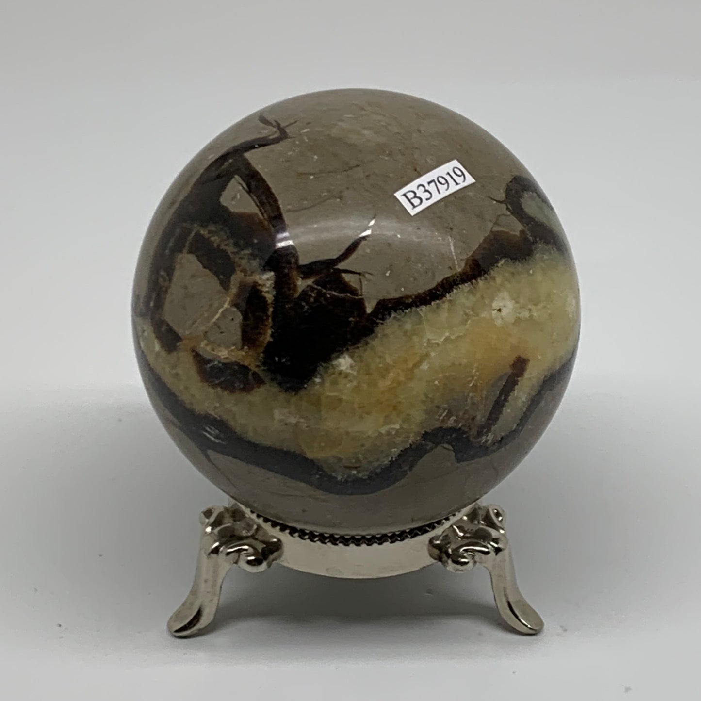 1.3 lbs, 3" (74mm), Natural Septarian Sphere Crystal Gemstone Ball, B37919