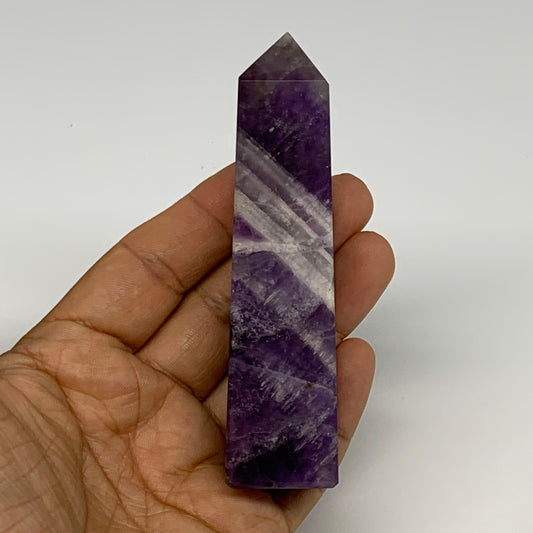 122.3g, 4"x1"x1" Natural Amethyst Tower Point Obelisk @Brazil, B29145