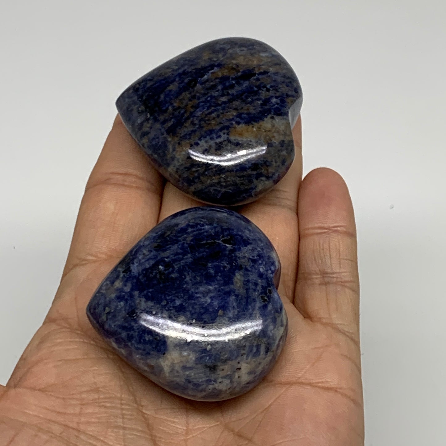 124.4g, 1.8"-1.8", 2pcs, Natural Sodalite Heart Polished Gemstone, B34878