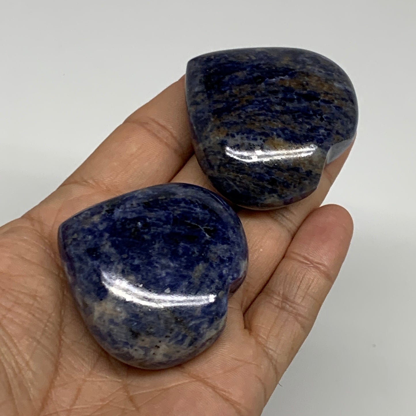 124.4g, 1.8"-1.8", 2pcs, Natural Sodalite Heart Polished Gemstone, B34878