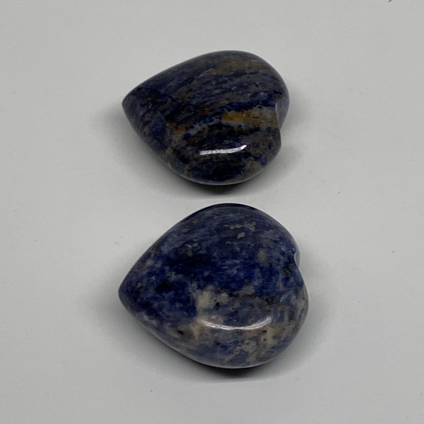124.4g, 1.8"-1.8", 2pcs, Natural Sodalite Heart Polished Gemstone, B34878