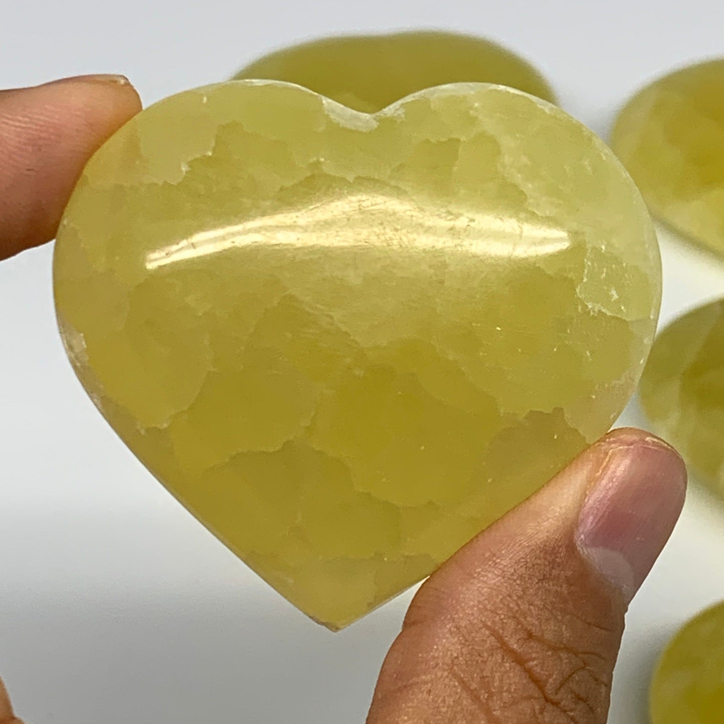 1010g (2.2 lbs) ,11 pcs, 1.5"- 2.3", Lemon Calcite Hearts @Afghanistan, B26838