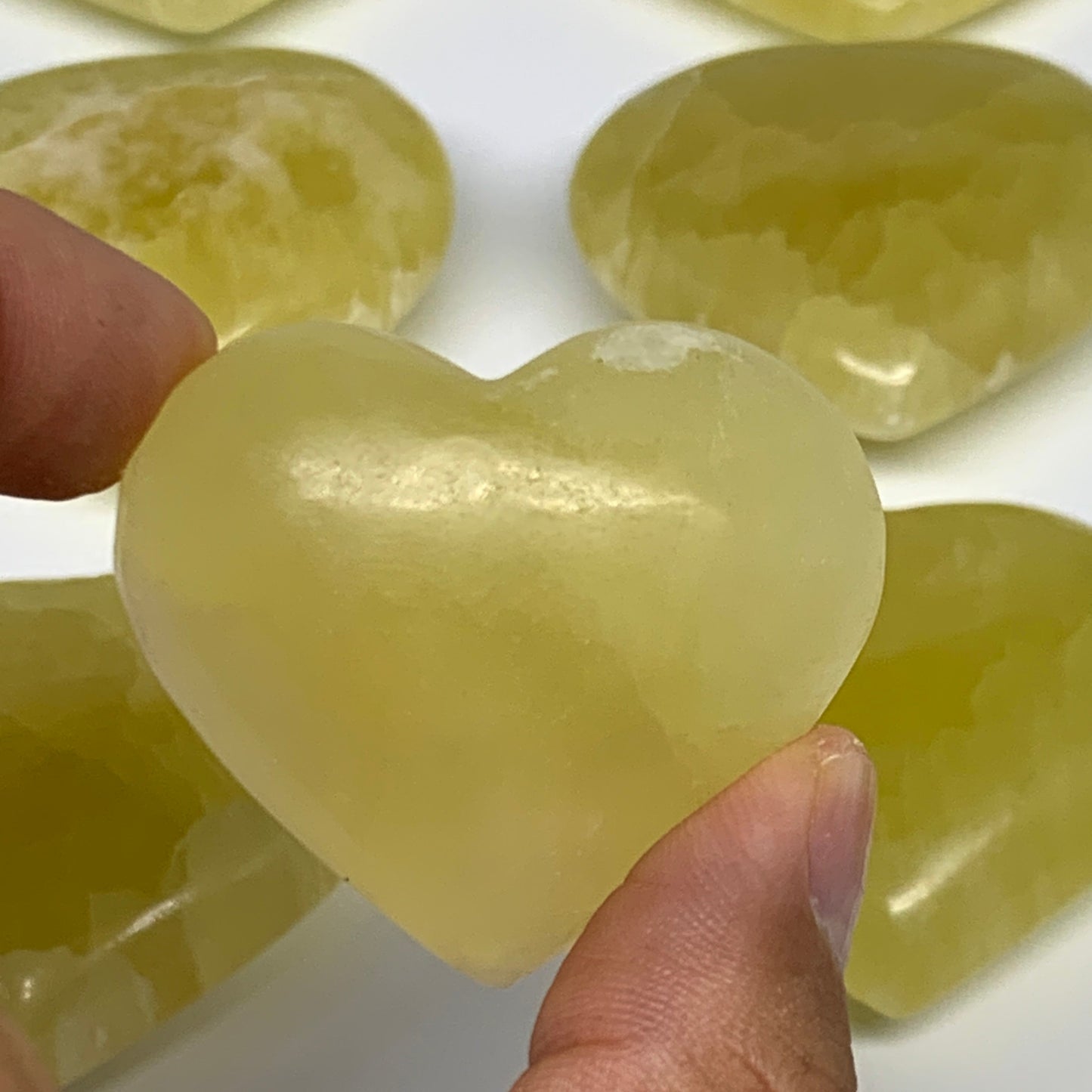 1010g (2.2 lbs) ,11 pcs, 1.5"- 2.3", Lemon Calcite Hearts @Afghanistan, B26838
