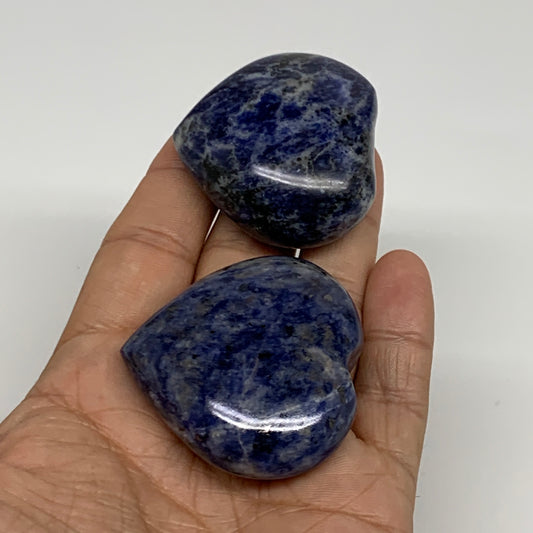 106.2g, 1.6"-1.8", 2pcs, Natural Sodalite Heart Polished Gemstone, B34879