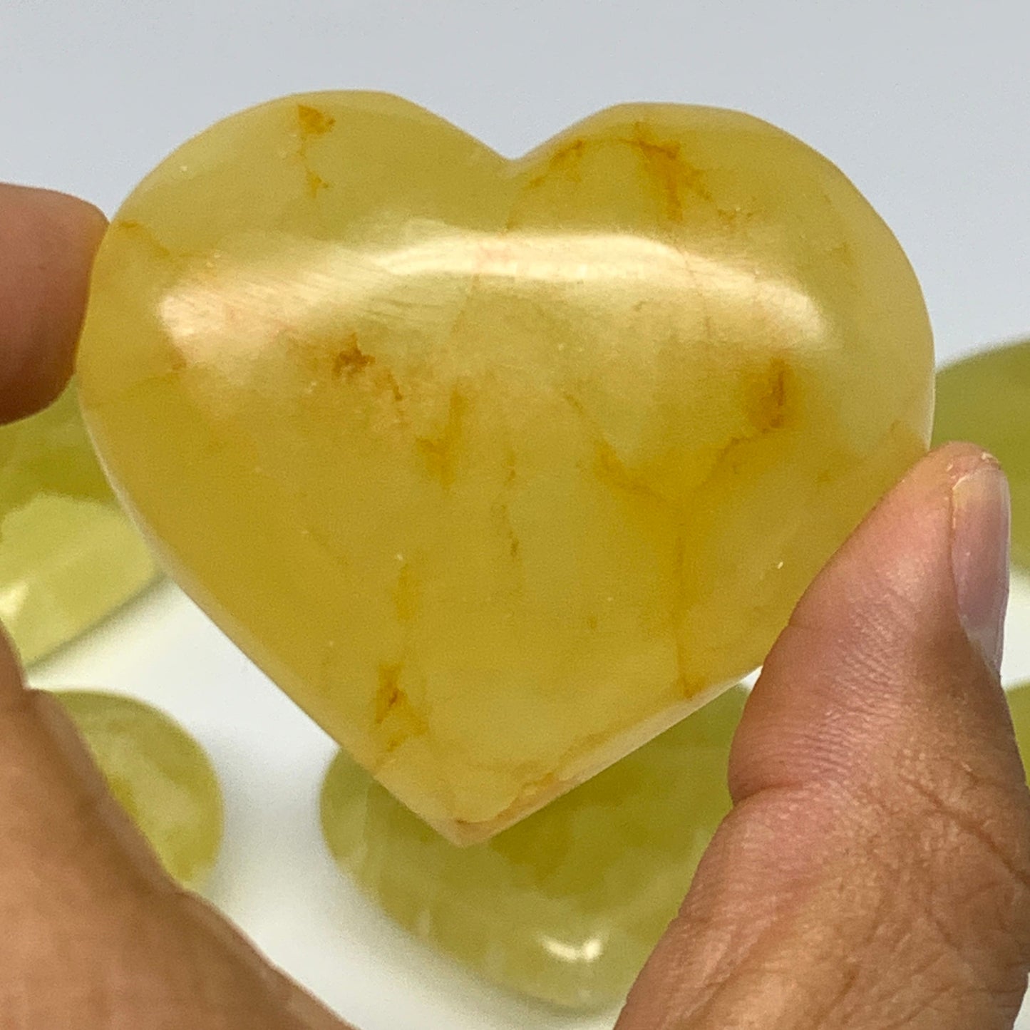 1010g (2.2 lbs) ,11 pcs, 1.5"- 2.3", Lemon Calcite Hearts @Afghanistan, B26838
