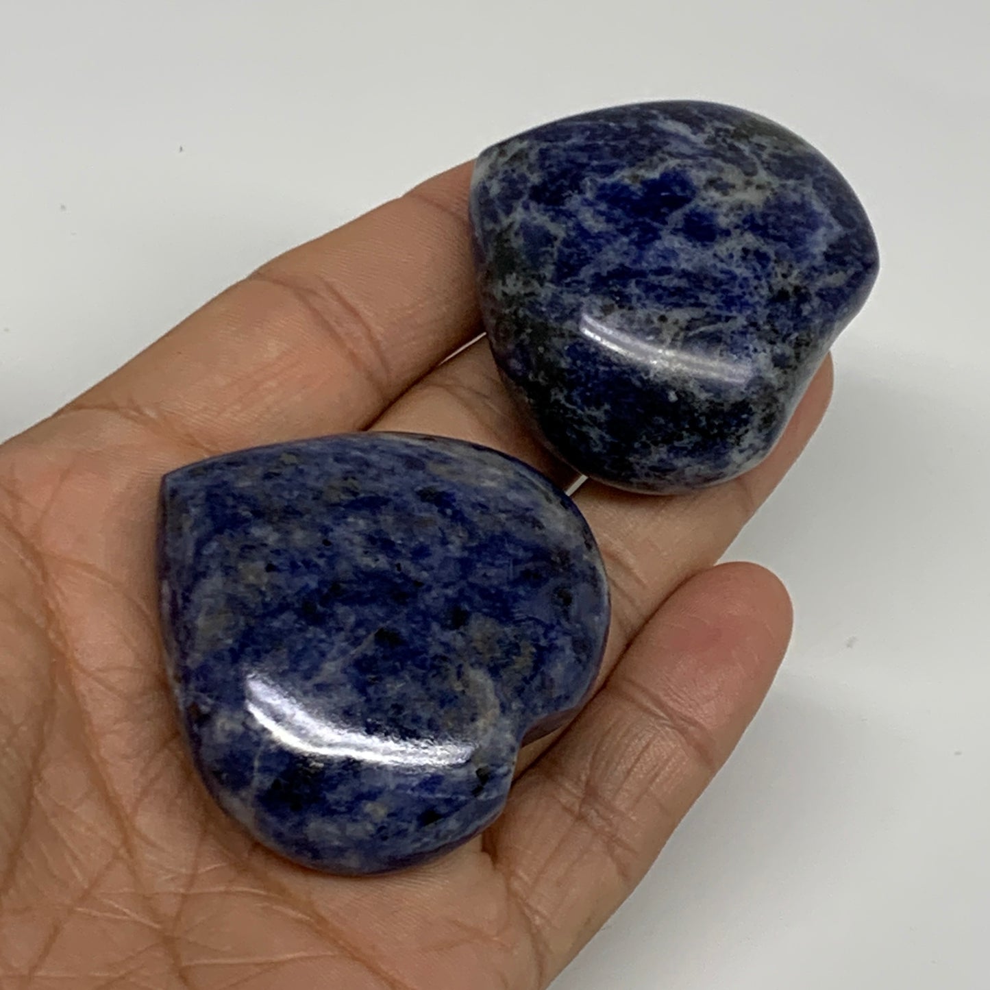 106.2g, 1.6"-1.8", 2pcs, Natural Sodalite Heart Polished Gemstone, B34879