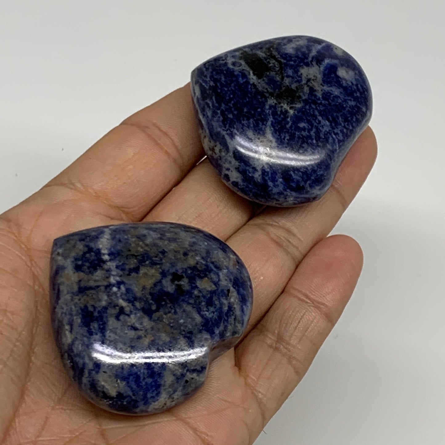 106.2g, 1.6"-1.8", 2pcs, Natural Sodalite Heart Polished Gemstone, B34879