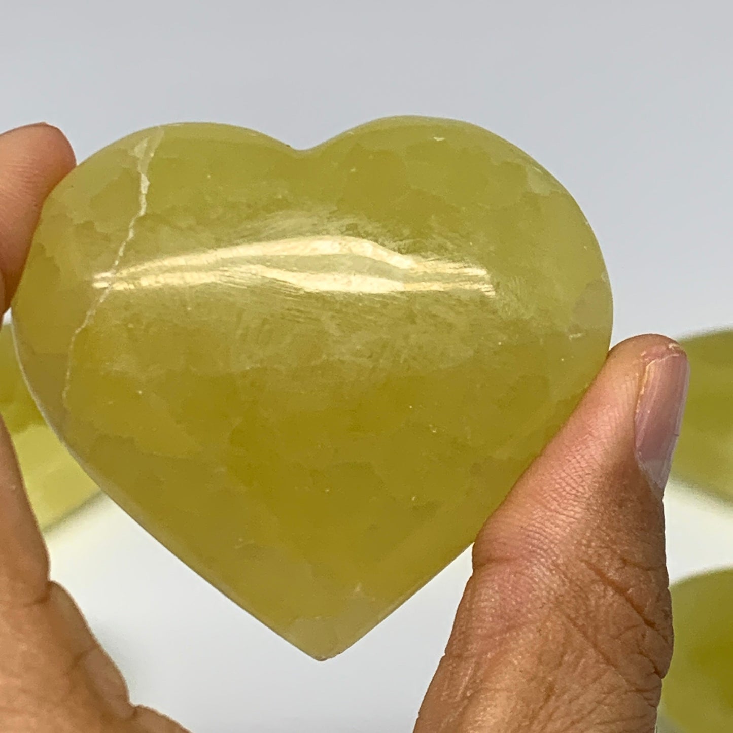 1010g (2.2 lbs) ,11 pcs, 1.5"- 2.3", Lemon Calcite Hearts @Afghanistan, B26838
